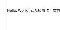 白い背景に一行の黒い文字が書かれた画像。フォントが変わっており、「Hello, World! こんにちは、世界」と読める。